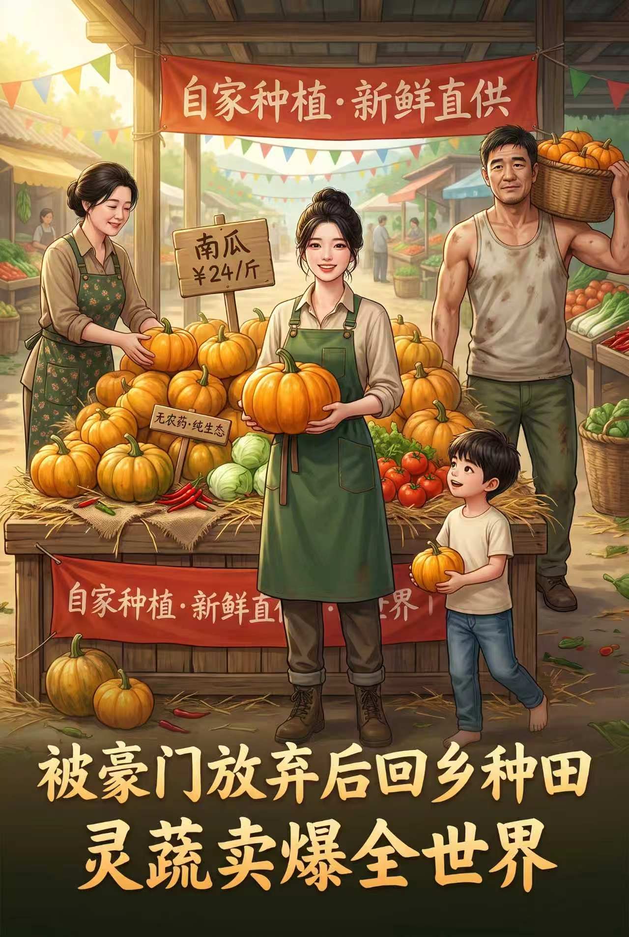 《被豪门放弃后回乡种田，灵蔬卖爆全世界》封面